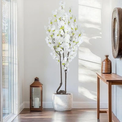 Árbol de cerezo artificial blanco de 7,2 pies para decoración del hogar, casi natural fau... Foto 1 de 4