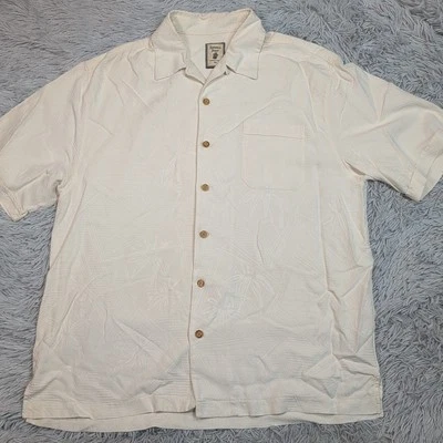 Рубашка мужская Jamaica Jaxx L кремовая шелковая на пуговицах отпуск повседневная комфортный карман - Изображение 1 из 4