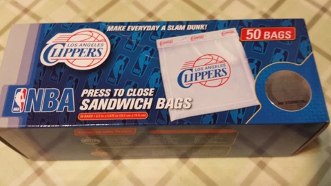 Los Angeles Clippers 50 Sandwich Bags Press to Close Make Everyday a Slam Dunk! Cover