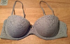 36B AERIE Womens Gray Lace Lined Wired Back Closure Adjustable Audrey Straps/les
