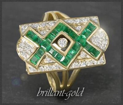 Diamant & Smaragd Ring mit 1,32ct, 585 Gold Damenring - Bild 1 von 4