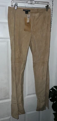 Винтажные брюки Vivienne Tam 100% замша кожа желтовато-коричневые расклешенные размер 6 сделано в США - Изображение 1 из 4