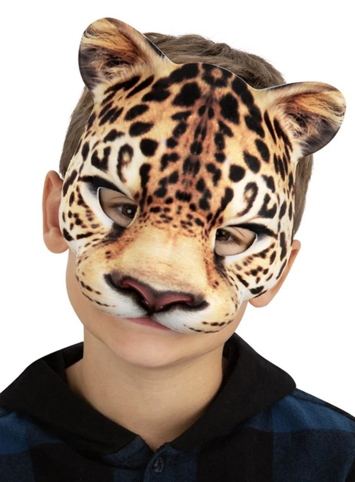 Leopard Kinder Maske - Fasching Halloween Kostüm - Tierische Halbmaske aus - Bild 1 von 1