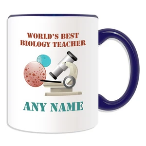 Personalised Gift World's Best Biology Teacher Mug Money Box Microscope Cup Name - Picture 1 of 20
