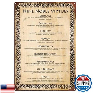 CCparton Blechschilder Neun edle Tugenden Schild Deko 9 edle Tugenden Wallpa - Bild 1 von 5