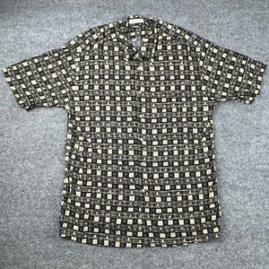 PIERRE CARDIN Rayon Shirt Men's Medium Button Up Beach Hawaiian Geometric Print - Picture 1 of 8
