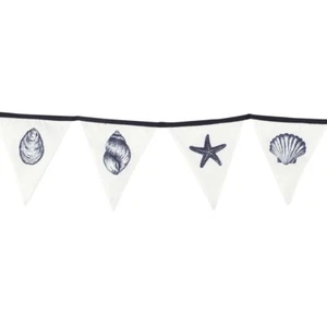 Nautical Print Bunting Fabric Seashell Navy White 1.5metre length Garden Party - Picture 1 of 3