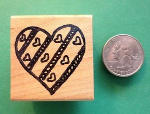 Estampilla de goma de corazón/corazones, dibujada a mano, montada en madera - Retráctil-Dink - Imagen 1 de 2