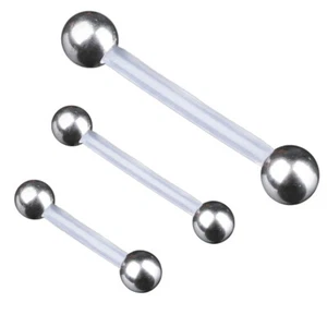 1.2 / 1.6mm Bioflex Barbell Piercing Rod Eyebrow Tongue Z264 - Picture 1 of 2