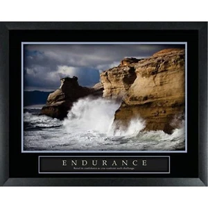 Endurance, Ocean Waves Crashing Into Shoreline Framed Motivational Poster - Imagen 1 de 5