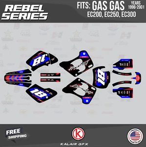 Graphics Kit for GasGas EC200 EC250 EC300 (1996-2001) Rebel - BLUE - Picture 1 of 6