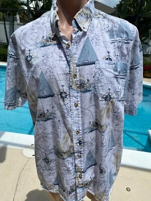 Michael Austin Sailing button front Mens Hawaiian Shirt XXL - Image 1 of 4