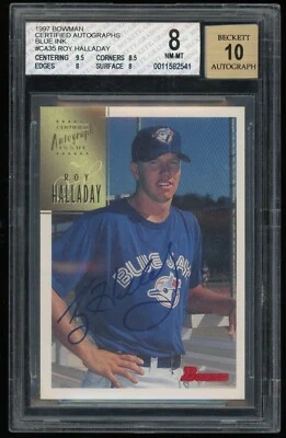 1997 Bowman Certified Auto Blue Ink #CA35 Roy Halladay BGS 8 NM-MT w/ 10 Auto - Image 1 of 2