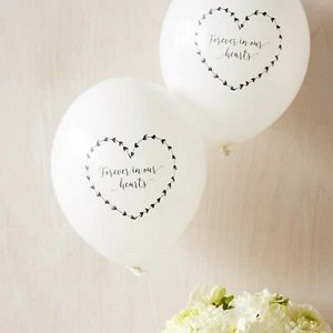 ANGEL & DOVE 25 White Biodegradable Funeral Balloons 'Forever In Our Hearts' - Picture 1 of 5