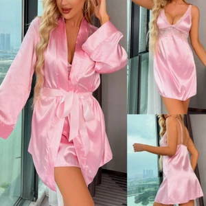 Sexy Lencería Seda Encaje Vestido Ropa Interior Dama Babydoll Prendas para dormir Vestido de noche Vestido - Imagen 1 de 42