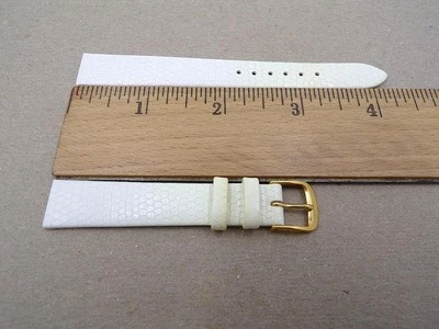 Correa de reloj Speidel 14 mm/R de cuero de grano de lagarto blanco 307-630 (B121) NOS Foto 1 de 3