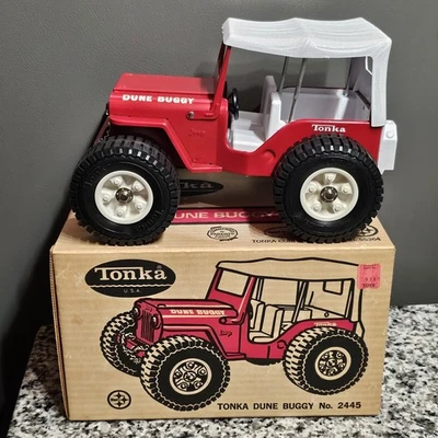 NOS NIB Vintage 1970s Tonka Dune Buggy No. 2445 Jeep w/ Original Chain & Box - Image 1 of 4