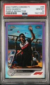 2022 Topps Chrome F1 ZHOU GUANYU #66 Rookie RC Purple Refractor #153/399 PSA 10 - Bild 1 von 2