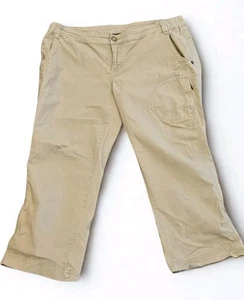 Woolrich Pants Women Size 14 Tan Cotton Blend Outdoor Hiking Capri Khaki - Picture 1 of 8