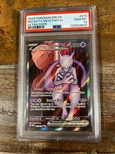 POKEMON 2025 Destined Rivals Ultra Rare ROCKET'S MEWTWO Ex #213 PSA 10 Gem Mint - Picture 1 of 2
