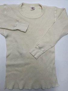 Vintage 90s JE Morgan Thermal Long Johns Waffle-Knit Shirt Men M Ivory USA - Bild 1 von 6