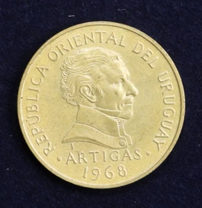 Moneta 10 dieci pesos Uruguay 1968 nichel-ottone KM 51 - Foto 1 di 4