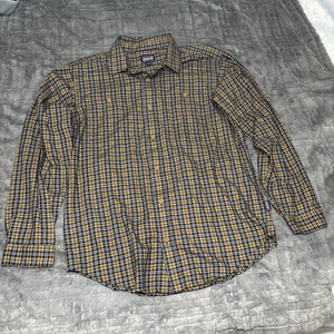 Patagonia Men's Organic Cotton Button Up Shirt Brown Plaid Long Sleeve Size M - Picture 1 of 6