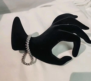 Pulsera tenis vintage tono plata con pedrería de cristal 7 pulgadas - Imagen 1 de 8