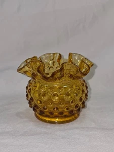 Vintage 3" Fenton Hobnail Braunglas Vase mit gerafftem Rand EUC! - Bild 1 von 7