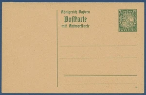 Bayern 1916 Neues Wappen Postkarte mit Antwort P 100/03 ungebraucht (X40975) - Bild 1 von 1