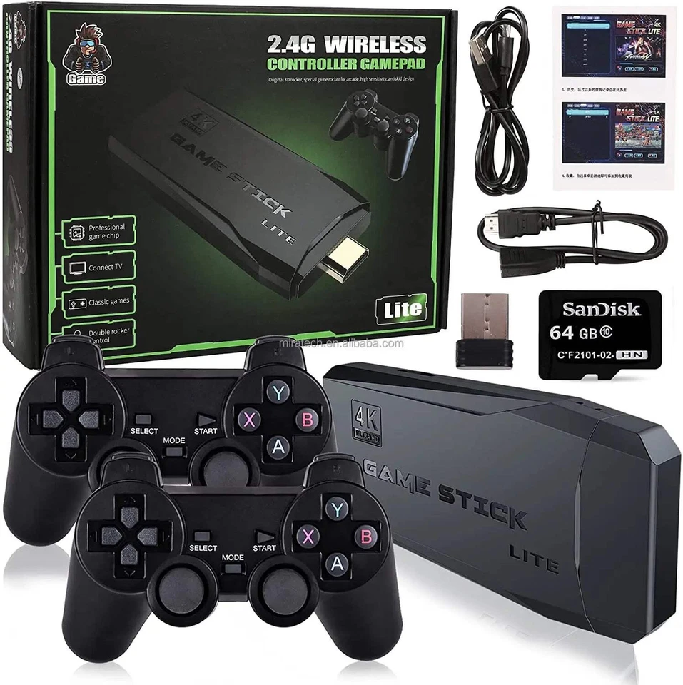 Games Stick M8 Family TV 64G Built-in 200002 Wireless Controller Gamepad 4K HD V - Immagine 1 di 1