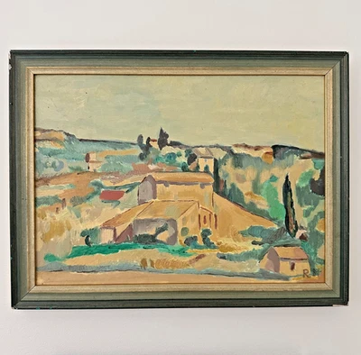 Original Vintage Oil on Board French Landscape Painting Provence France 15 x 11" - Image 1 of 4