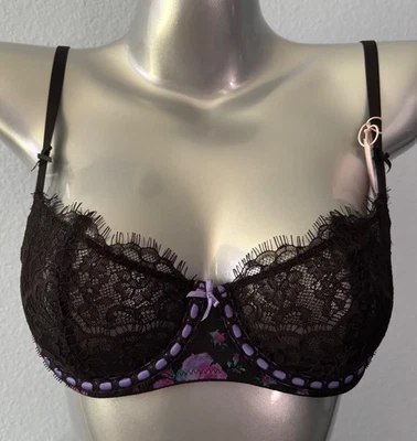 Victoria's Secret Bra Dream Angels Black Lace Unlined Uplift Sling Bra Nwt - Image 1 of 4