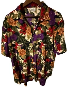 Cristin Stevens Shirt Shorts Set Woman XL Green Hawaiian Tropical Floral Vintage - Picture 1 of 5