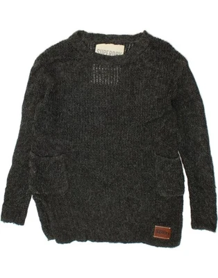 SUPERDRY Womens Oversized Boat Neck Jumper Sweater UK 10 Small Grey CC93 - Image 1 of 3