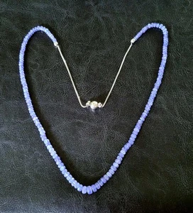 💦MAGNETIC! NATURAL TANZANITE 925 STERLING 18-22" ADJUSTABLE BEADED NECKLACE - Picture 1 of 14