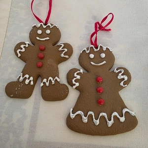 Conjunto de decoración de árbol de vacaciones adornos de Navidad para hombre y mujer de pan de jengibre - Imagen 1 de 4
