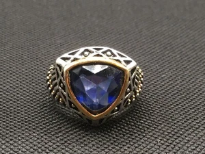 Vintage detaillierter erhabener keltischer osmanischer byzantinischer blauer Kristall 18k GF GP Ring Größe 7,75 - Bild 1 von 4