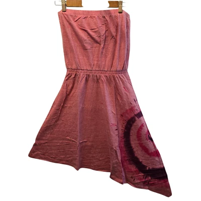 Vestido Mudd Tubo Dobladillo Asimétrico Talla S Rosa Tie-Dye Verano Colores Cintura Elástica Foto 1 de 4