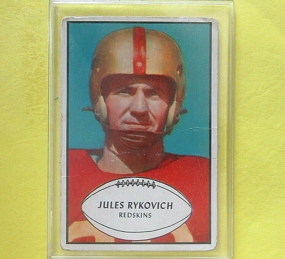 JULES RYKOVICH  1953  VINTAGE BASE CARD Bowman #74  Washington Redskins - Image 1 of 1