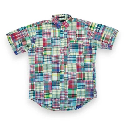 Daniel CREMIEUX Collection Patchwork Check Shirt Short Sleeve Plaid Medium - Image 1 of 4