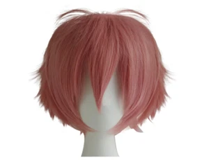 Anime Short Pink Cosplay Wigs With Bangs Unisex Spiky Fluffy Heat Resistant Wig - Picture 1 of 8