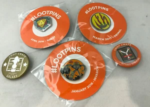 Lootpin Lot 5 Pins Lootcrate Time Galaxy Quest Primal Invasion - Picture 1 of 6