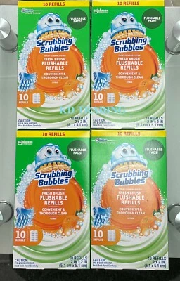 40-Pk~ Scrubbing Bubbles FRESH BRUSH Flushable Pads Toilet Cleaning Refill Heads - Image 1 of 4