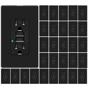 Receptáculo de toma de seguridad GFCI de 15 amperios con placa de pared indicador LED TR WR negro ×30 - Imagen 1 de 11