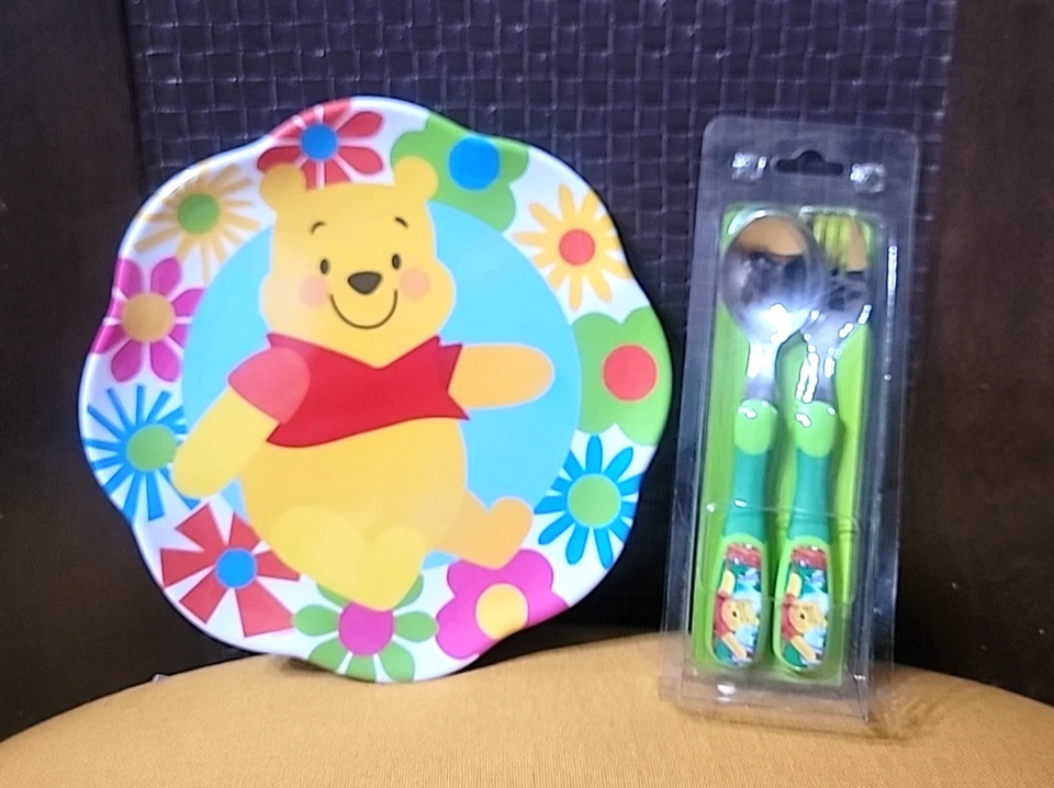 NUEVO TENEDOR Y CUCHARA PLATO 3 PIEZAS DISNEY WINNIE THE POOH Foto 1 de 1