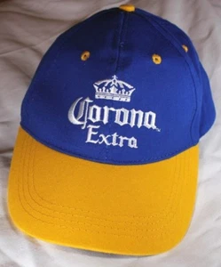 Corona Extra beer Hat Snapback Baseball Cap Blue Yellow - Picture 1 of 12