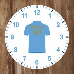 Kids Blue Football Shirt Clock - Personalised with Any Name - 25cm - Unique Gift - Picture 1 of 1