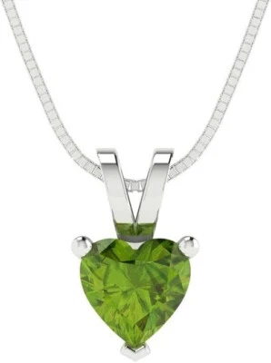 0.50 Ct Peridot Solitaire Pendant 10K Solid White Gold - Image 1 of 4
