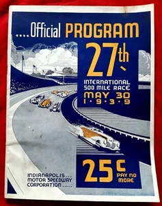1939 Indy 500 Program Indianapolis motor speedway looks great inside 2 pgs loose - Picture 1 of 20